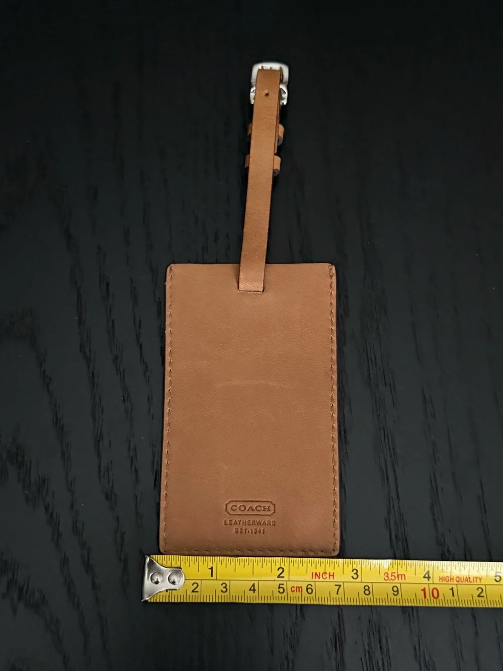 Vintage Coach Tan Leather Luggage Tag